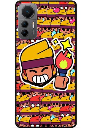 Силиконовый бампер чехол для xiaomi 12 lite стикеры бравл амбер brawl