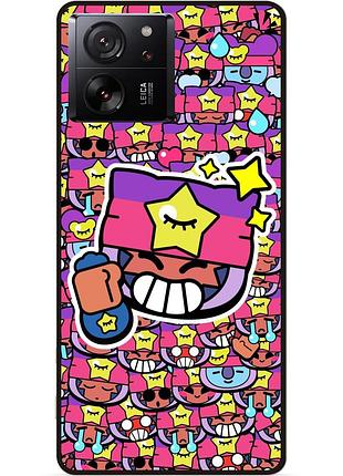 Силиконовый бампер чехол для xiaomi 13t pro стикеры бравл сэнди brawl