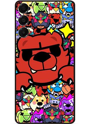 Силиконовый бампер чехол для samsung a15 стикеры бравл нита brawl