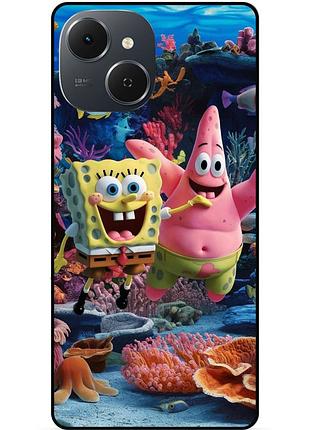 Силиконовый чехол бампер для tecno spark 40c с рисунком губка боб 2