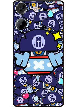 Силиконовый бампер чехол для xiaomi poco m7 pro стикеры бравл дэррил brawl