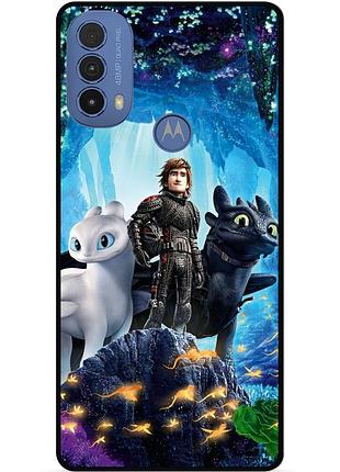 Чехол силиконовый для motorola moto e40 с рисунком как приручить дракона