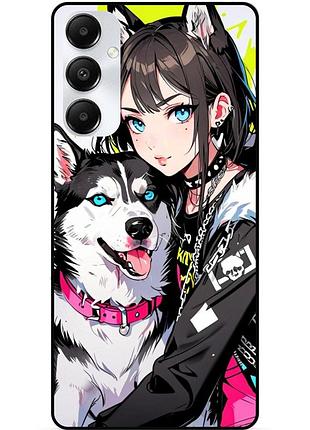 Чехол силиконовый бампер для samsung s25 с рисунком хаски аниме