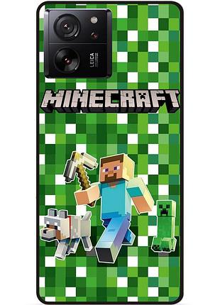 Силіконовий чохол бампер для xiaomi 13t pro стів minecraft кріпер майнкрафт