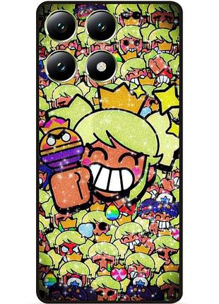 Силиконовый бампер чехол для xiaomi 14t стикеры бравл менди brawl