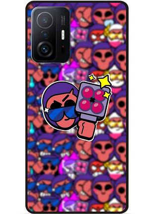 Силиконовый бампер чехол для xiaomi 11t pro стикеры бравл брок brawl