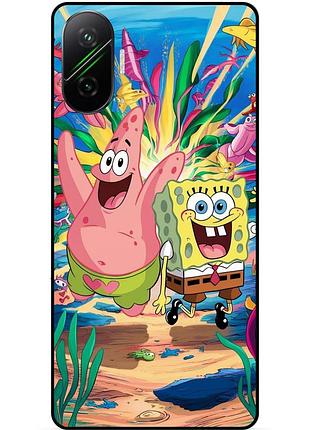 Силиконовый бампер чехол для xiaomi poco f7 с картинкой sponge bob губка боб