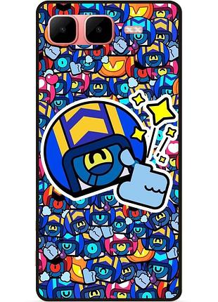 Силиконовый бампер чехол для infinix smart 10 plus стикеры бравл стю brawl