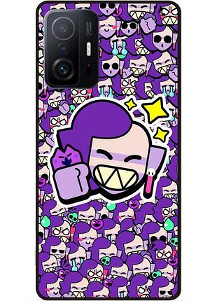 Силиконовый бампер чехол для xiaomi 11t pro стикеры бравл эмз brawl