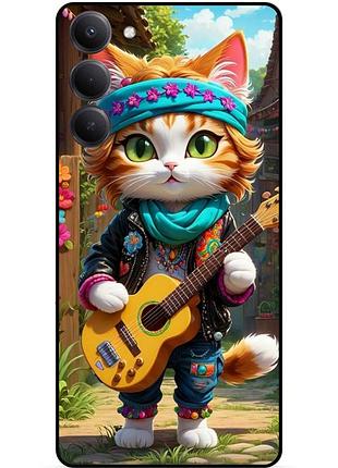 Силіконовий бампер чохол для oppo a5 4g з малюнком котик з гітарою