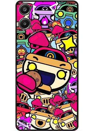 Силиконовый бампер чехол для samsung a07 стикеры бравл перл brawl