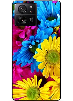 Силіконовий чохол бампер для xiaomi 13t pro з малюнком хризантеми квіти