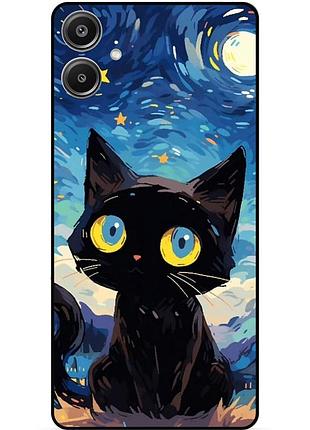Силіконовий бампер чохол для samsung a07 котик ван гог зіркова ніч