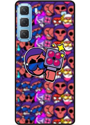 Силиконовый бампер чехол для infinix hot 60 pro (x6885) стикеры бравл брок brawl