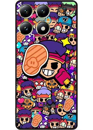 Силиконовый бампер чехол для xiaomi 14t стикеры бравл фэнг brawl