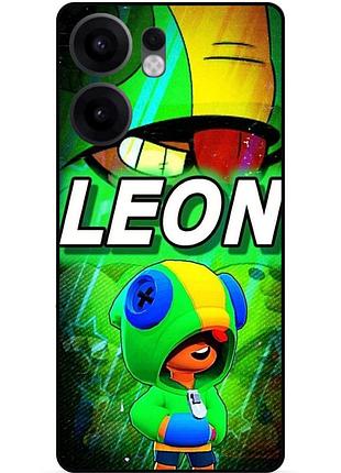 Силиконовый бампер чехол для oppo reno 13fs с рисунком леон бравл силовая лига leon brawl