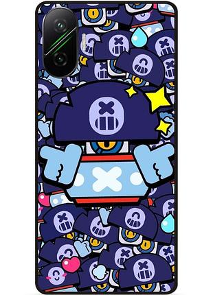 Силиконовый бампер чехол для xiaomi poco f7 стикеры бравл дэррил brawl