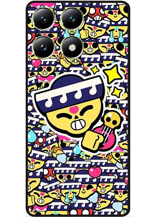 Силиконовый бампер чехол для xiaomi 14t pro стикеры бравл поко brawl
