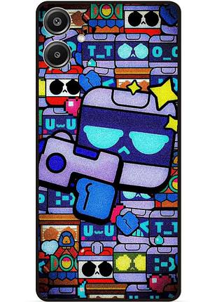 Силиконовый бампер чехол для samsung a05 стикеры 8-бит бравл 8-bit brawl