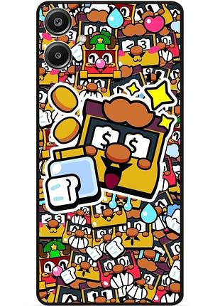 Силиконовый бампер чехол для samsung a05 стикеры бравл грифф brawl