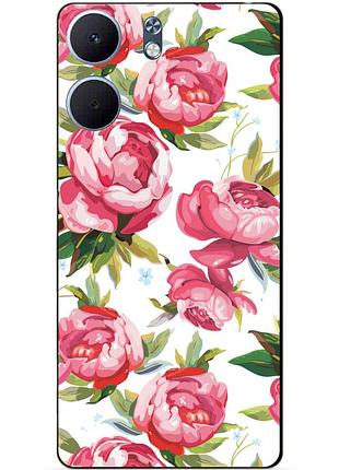 Чехол силиконовый бампер для oppo a5x с рисунком пионы цветы