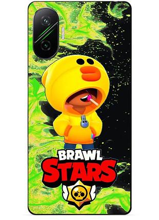 Силіконовий бампер чохол для xiaomi poco f7 з героєм бравл леон качка brawl