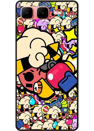 Силіконовий чохол бампер для infinix smart 10 plus стікери бравл мэйси brawl