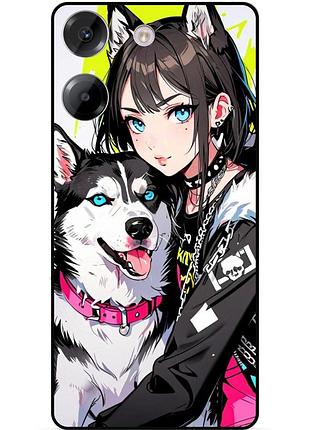 Чехол силиконовый бампер для xiaomi poco m7 pro с рисунком хаски аниме