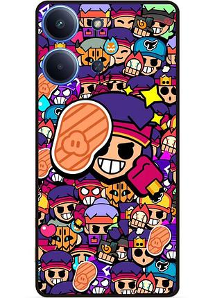 Силиконовый бампер чехол для xiaomi redmi 15c стикеры бравл фэнг brawl