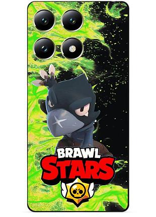 Чехол силиконовый бампер для xiaomi 14t с героем бравл ворон brawl