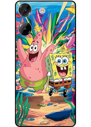 Силиконовый бампер чехол для xiaomi poco m7 pro с картинкой sponge bob губка боб
