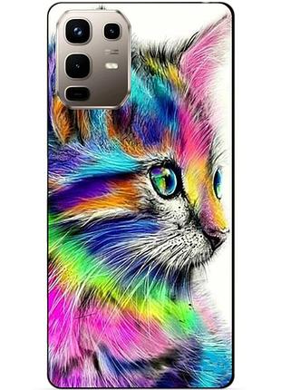 Чехол силиконовый бампер для infinix note 50 (x6858) с рисунком акварельный кот