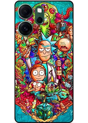 Чехол силиконовый бампер для oppo reno 14fs с рисунком rick and morty рик и морти