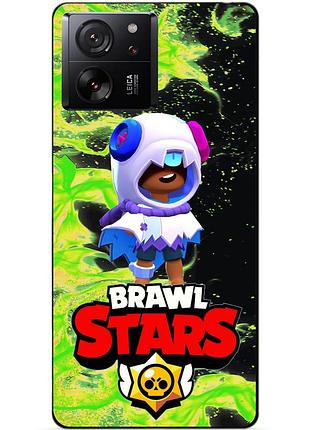 Чехол силиконовый бампер для xiaomi 13t с героем бравл леон хэллоуинский brawl