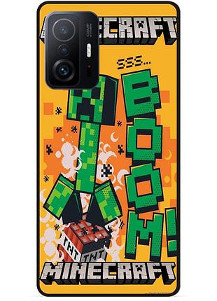 Силіконовий чохол бампер для xiaomi 11t pro стів minecraft кріпер майнкрафт