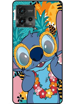 Силиконовый бампер чехол для motorola moto g72 с рисунком стич stitch