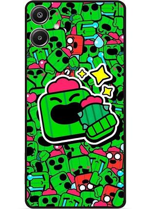 Силиконовый бампер чехол для samsung a05 стикеры бравл спайк brawl