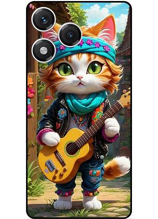Чехол силиконовый бампер для huawei honor 400 lite с рисунком котик с гитарой