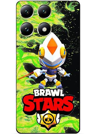 Чехол силиконовый бампер для zte blade a56 с героем бравл леон меха сияющий brawl