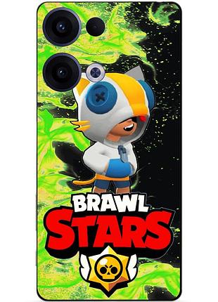 Чехол силиконовый бампер для oppo reno 13 с героем бравл леон кот brawl