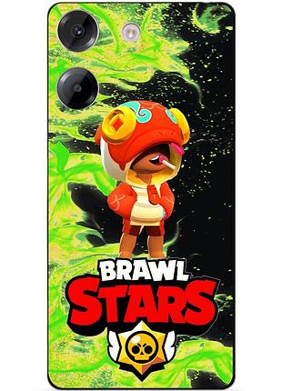 Чехол силиконовый бампер для xiaomi poco m7 pro с героем бравл леон удачливый brawl
