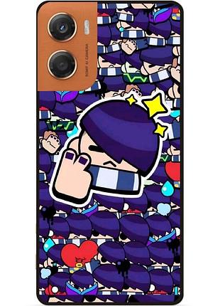 Силиконовый бампер чехол для motorola moto g06 стикеры бравл эдгар brawl