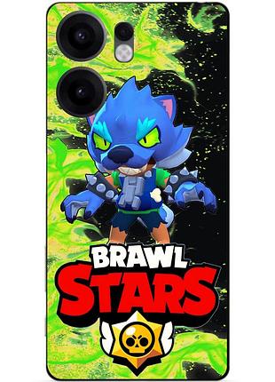 Силіконовий бампер чохол для oppo reno 13f з героєм бравл леон обертень brawl