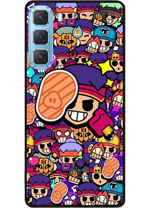 Силиконовый бампер чехол для infinix hot 60 pro (x6885) стикеры бравл фэнг brawl