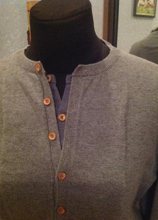 Натуральный свитшот  (пуловер - обманка) с налокотниками бренда esprit, р. 52-54