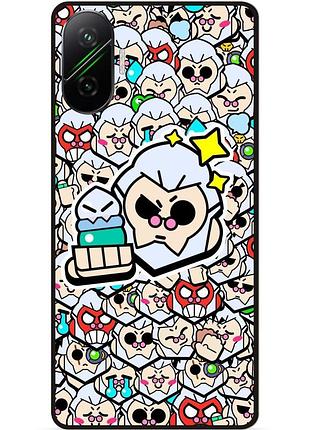 Силиконовый бампер чехол для xiaomi poco f7 стикеры бравл байрон brawl