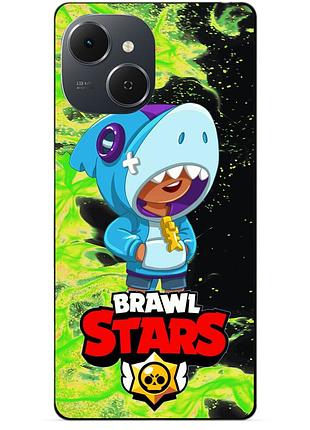 Силиконовый чехол бампер для tecno spark 40c с рисунком бравл леон акула
