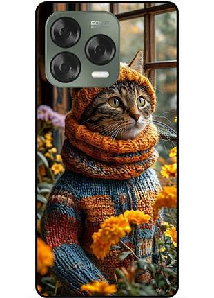 Чехол силиконовый бампер для zte nubia v70 design с рисунком котик в цветах
