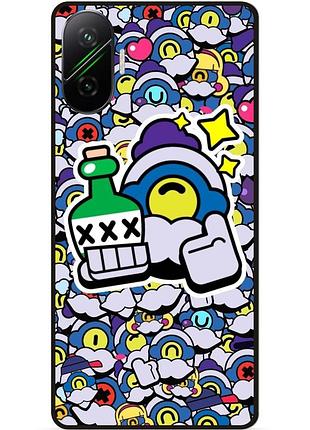 Силиконовый бампер чехол для xiaomi poco f7 стикеры бравл барли brawl