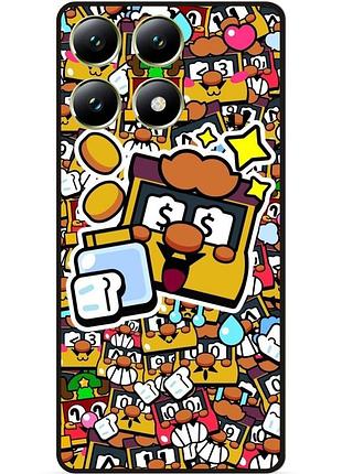 Силиконовый бампер чехол для xiaomi 14t стикеры бравл грифф brawl